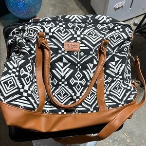 Black and Brown Geometric Women's Bag